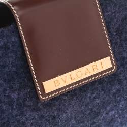 Pre Owned حقيبة كتف بلغاري جلد وصوف بني داكن/بنفسجي