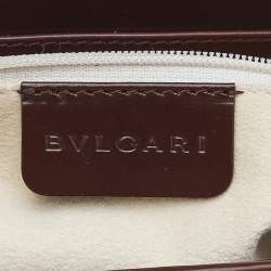 Pre Owned حقيبة كتف بلغاري جلد وصوف بني داكن/بنفسجي