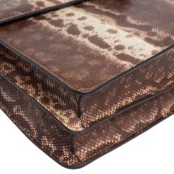 Pre Owned حقيبة كتف بلغاري سيربنتي فوريفر بيج/بني كارونغ متوسطة بقلاب