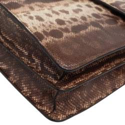 Pre Owned حقيبة كتف بلغاري سيربنتي فوريفر بيج/بني كارونغ متوسطة بقلاب