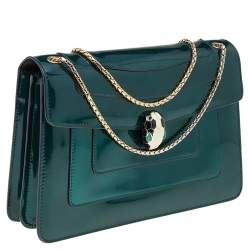 Bvlgari Green Patent Leather Medium Serpenti Forever Shoulder Bag