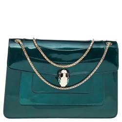 Bvlgari Green Patent Leather Medium Serpenti Forever Shoulder Bag