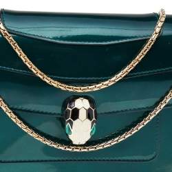 Bvlgari Green Patent Leather Medium Serpenti Forever Shoulder Bag