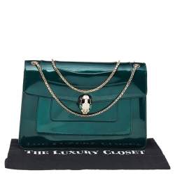 Bvlgari Green Patent Leather Medium Serpenti Forever Shoulder Bag