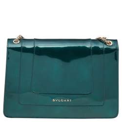 Bvlgari Green Patent Leather Medium Serpenti Forever Shoulder Bag