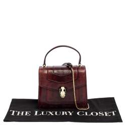 Pre Owned Bvlgari Burgundy Karung Serpenti Forever Flap Top Handle Bag