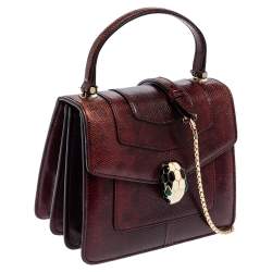 Pre Owned Bvlgari Burgundy Karung Serpenti Forever Flap Top Handle Bag