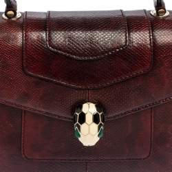 Pre Owned Bvlgari Burgundy Karung Serpenti Forever Flap Top Handle Bag