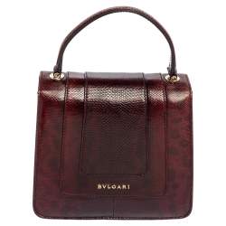 Pre Owned Bvlgari Burgundy Karung Serpenti Forever Flap Top Handle Bag
