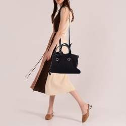 Bvlgari Black Canvas and Leather Pleated Tote