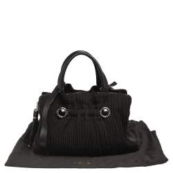 Bvlgari Black Canvas and Leather Pleated Tote