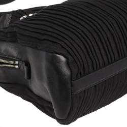 Bvlgari Black Canvas and Leather Pleated Tote