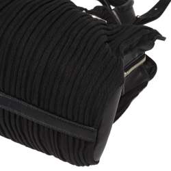 Bvlgari Black Canvas and Leather Pleated Tote