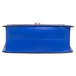 مملوكة مسبقًا حقيبة كتف بلغاري قلاب مزدوج سربنتي فورفر جلد أزرق