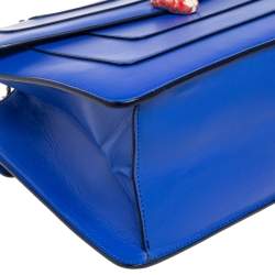 مملوكة مسبقًا حقيبة كتف بلغاري قلاب مزدوج سربنتي فورفر جلد أزرق