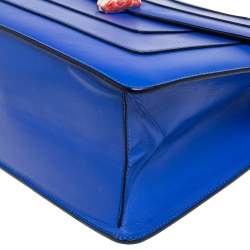 مملوكة مسبقًا حقيبة كتف بلغاري قلاب مزدوج سربنتي فورفر جلد أزرق