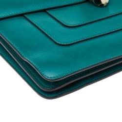 Pre Owned Bvlgari Green Leather Large Serpenti Forever Shoulder Bag