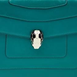 Pre Owned Bvlgari Green Leather Large Serpenti Forever Shoulder Bag