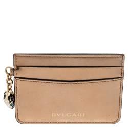 Bvlgari Metallic Gold Leather Serpenti Forever Card Holder