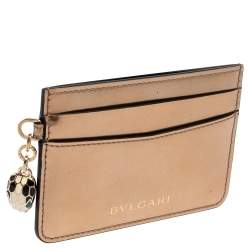 Bvlgari Metallic Gold Leather Serpenti Forever Card Holder