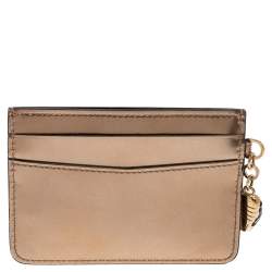 Bvlgari Metallic Gold Leather Serpenti Forever Card Holder