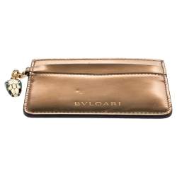 Bvlgari Metallic Gold Leather Serpenti Forever Card Holder