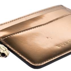 Bvlgari Metallic Gold Leather Serpenti Forever Card Holder