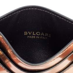 Bvlgari Metallic Gold Leather Serpenti Forever Card Holder