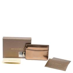 Bvlgari Metallic Gold Leather Serpenti Forever Card Holder