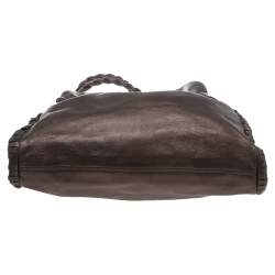 Bvlgari Metallic Brown Leather Twistino Tina Shopper Tote