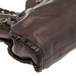 Bvlgari Metallic Brown Leather Twistino Tina Shopper Tote