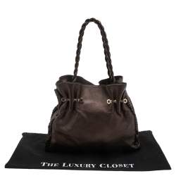 Bvlgari Metallic Brown Leather Twistino Tina Shopper Tote