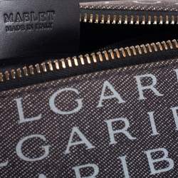 Pre Owned Bvlgari Black Macadam Denim and Leather Cylinder Bag