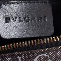 Pre Owned Bvlgari Black Macadam Denim and Leather Cylinder Bag