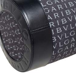 Pre Owned Bvlgari Black Macadam Denim and Leather Cylinder Bag