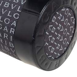 Pre Owned Bvlgari Black Macadam Denim and Leather Cylinder Bag