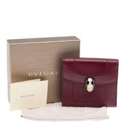 Pre Owned Bvlgari Burgundy Leather Serpenti Forever Trifold Wallet