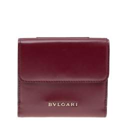 Pre Owned Bvlgari Burgundy Leather Serpenti Forever Trifold Wallet