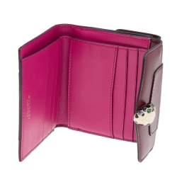 Pre Owned Bvlgari Burgundy Leather Serpenti Forever Trifold Wallet