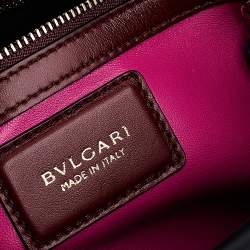 Bvlgari Burgundy/Black Leather Medium Serpenti Viper Top Handle Bag