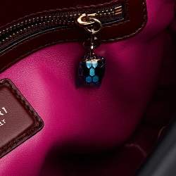 Bvlgari Burgundy/Black Leather Medium Serpenti Viper Top Handle Bag