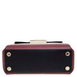 Bvlgari Burgundy/Black Leather Medium Serpenti Viper Top Handle Bag