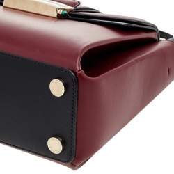 Bvlgari Burgundy/Black Leather Medium Serpenti Viper Top Handle Bag