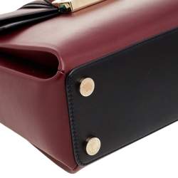 Bvlgari Burgundy/Black Leather Medium Serpenti Viper Top Handle Bag