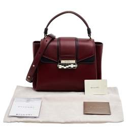 Bvlgari Burgundy/Black Leather Medium Serpenti Viper Top Handle Bag