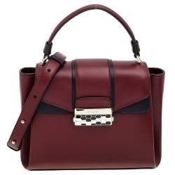 Bvlgari Burgundy/Black Leather Medium Serpenti Viper Top Handle Bag