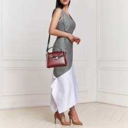 Bvlgari Burgundy/Black Leather Medium Serpenti Viper Top Handle Bag