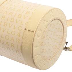 Bvlgari Beige Canvas and Leather Cylinder Bag