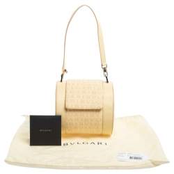 Bvlgari Beige Canvas and Leather Cylinder Bag