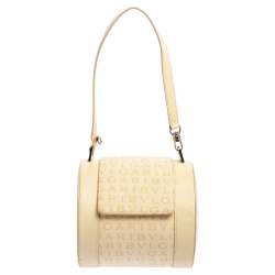Bvlgari Beige Canvas and Leather Cylinder Bag